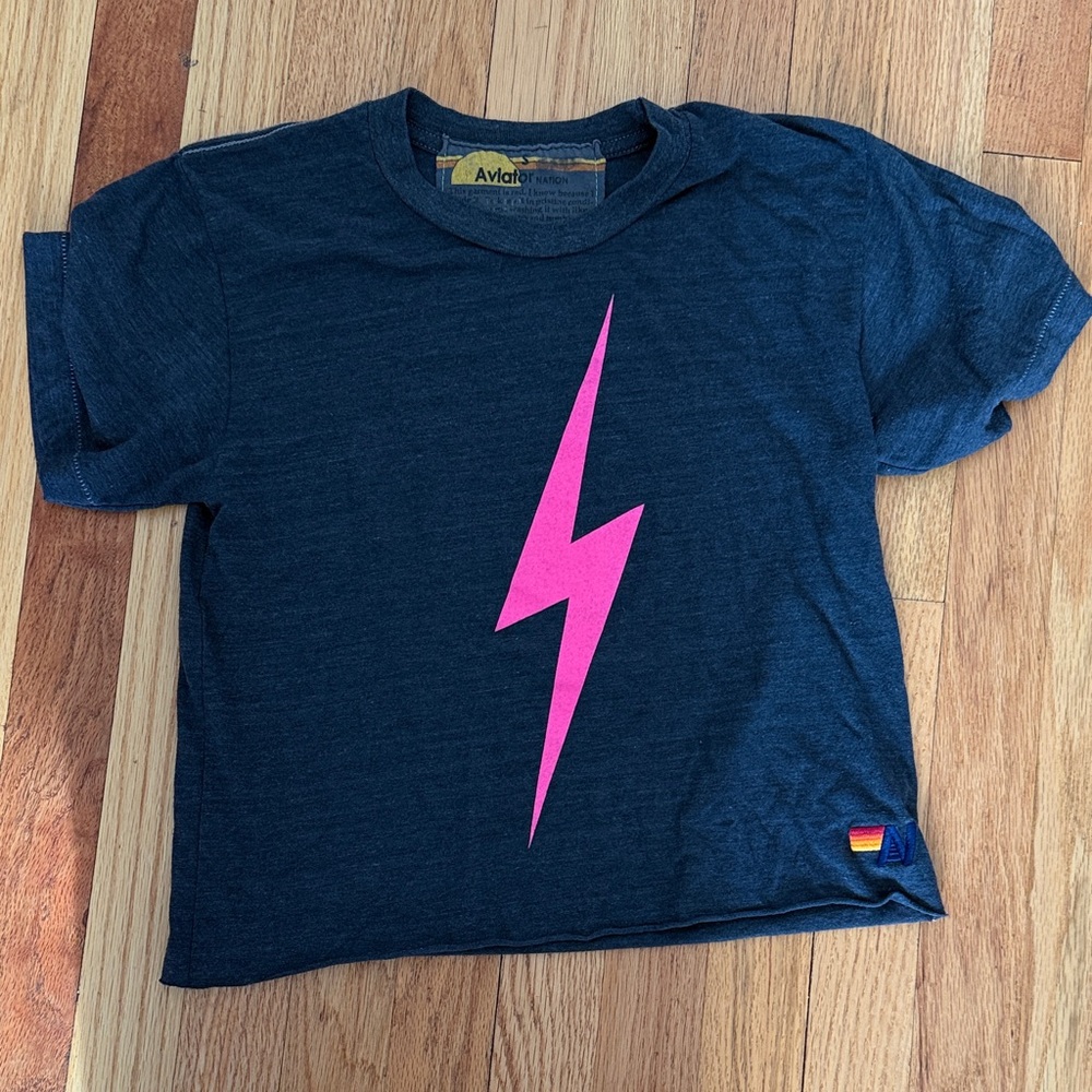 Aviator Nation BOLT BOYFRIEND TEE Charcoal